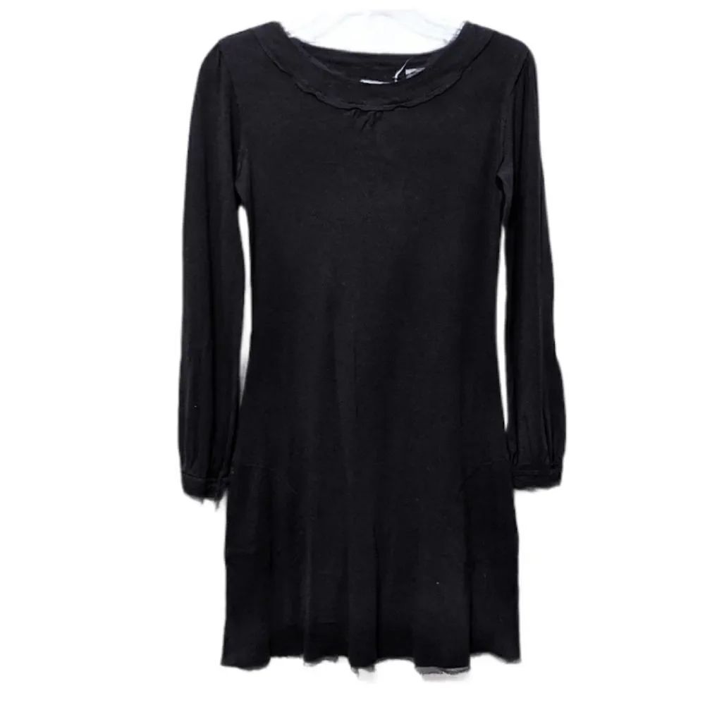 LINQ Black Silk Trim Tunic Pocket Dress S